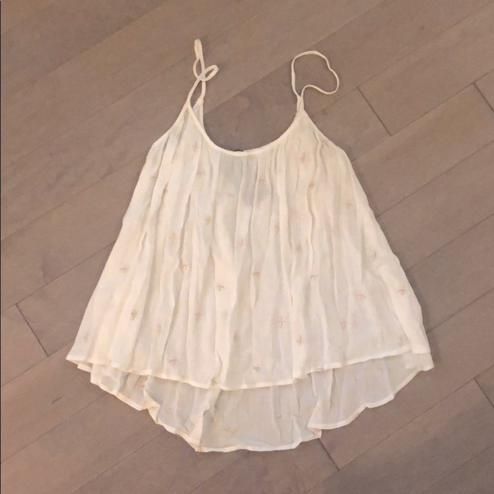 Off white lightweight swing tank top high low hem